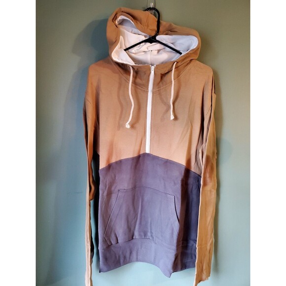 NWT Ampersand Ave Womens Half Zip Brown Gray Single Hood Sweatshirt Hoodie 3XL - Picture 4 of 5
